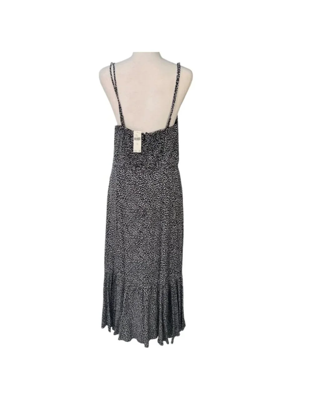 Anthropologie NWT Tina Flounced Midi Dress Black and White Leopard Print Size 14 - Picture 2 of 9